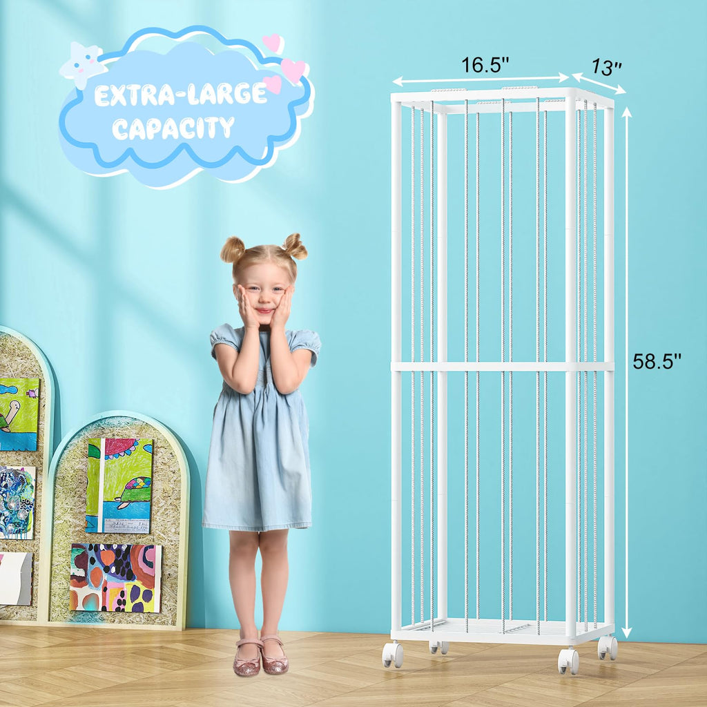 Stuffed Animal Storage Zoo Metal Toy Organizer 61x17x12.6in with Wheels