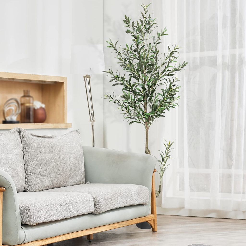 Artificial Olive Tree 5FT Faux Indoor with Natural Trunk (2 Pack)
