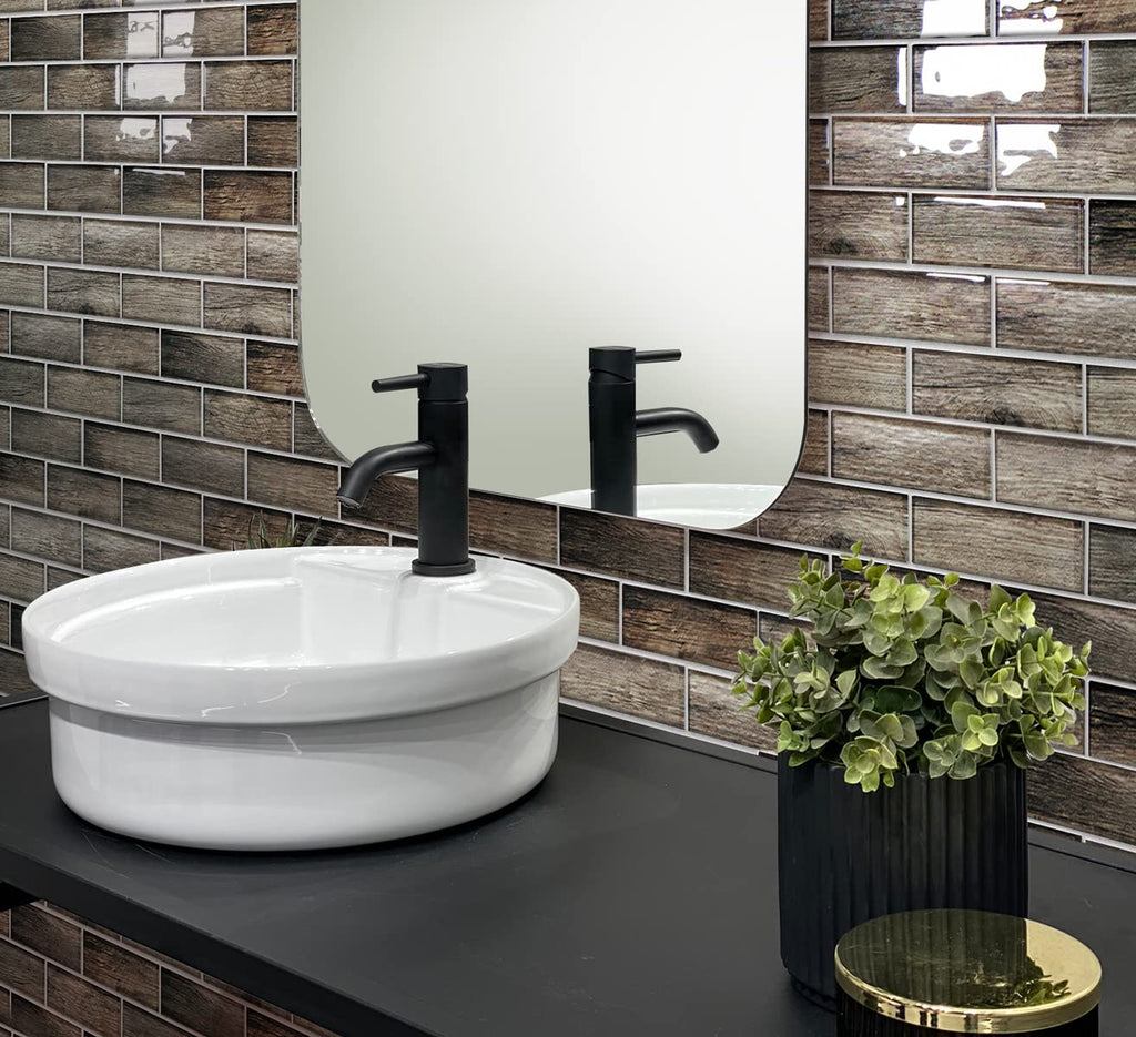 Subway Glass Tile Dark Brown 11.8x11.8 4.83 sq ft/case 5-Pack