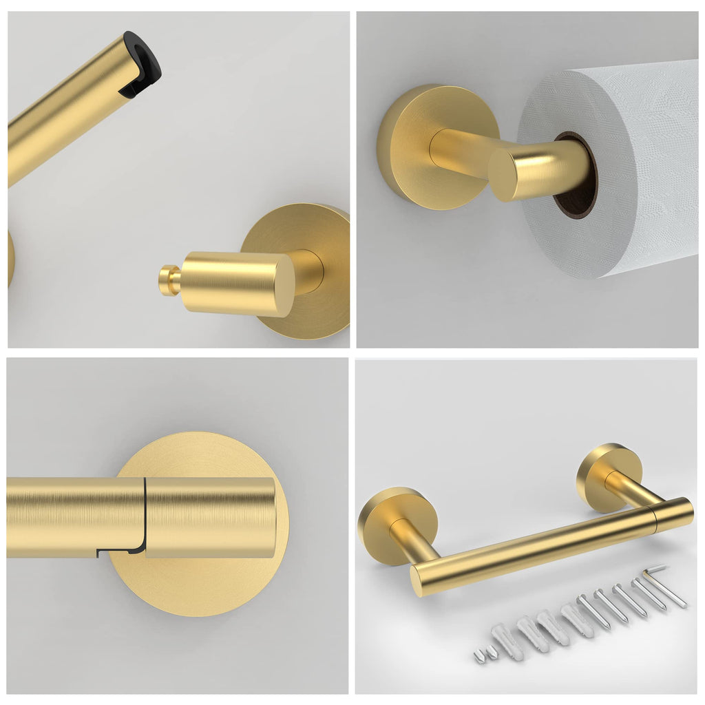 Gold 2 Pack Toilet Paper Holder Stainless Steel Double Post Pivoting Toilet Paper Roll Holder Wall Mounted