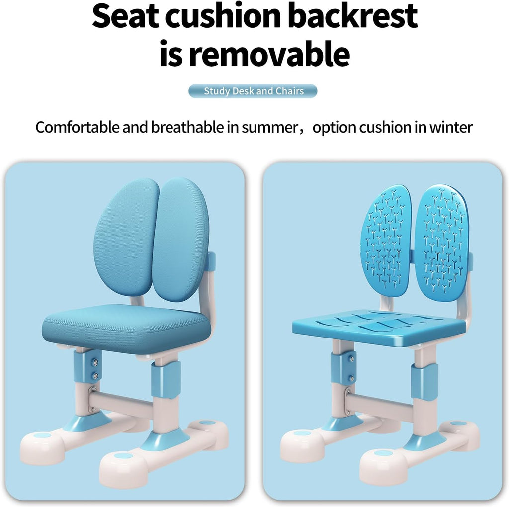 Kids Desk and Chair Set, Adjustable Art Desk 50° Tilt (Blue)