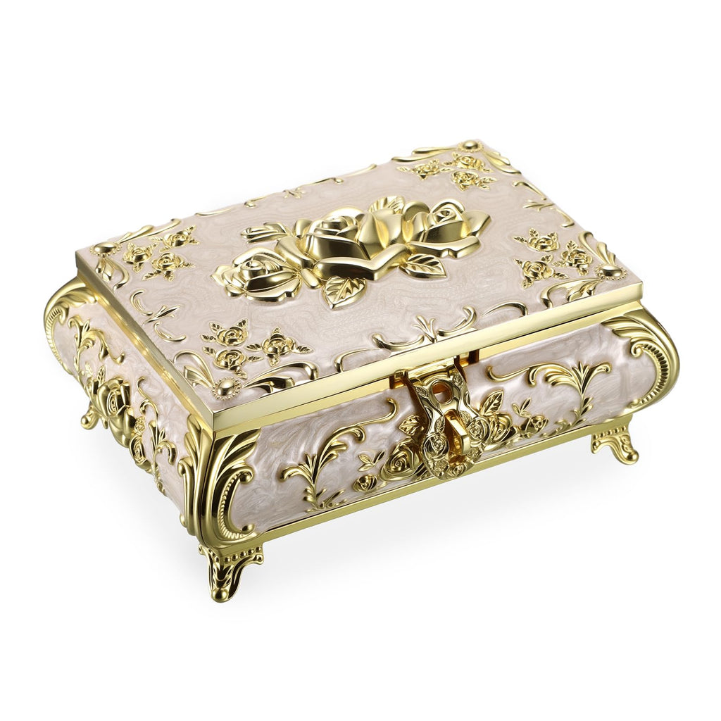 Vintage Jewelry Storage Boxes Rectangular Metal Keepsake Box, Large