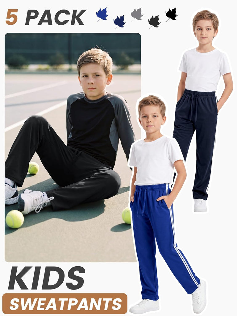 Boys Mesh Athletic Pants, 5 Pack