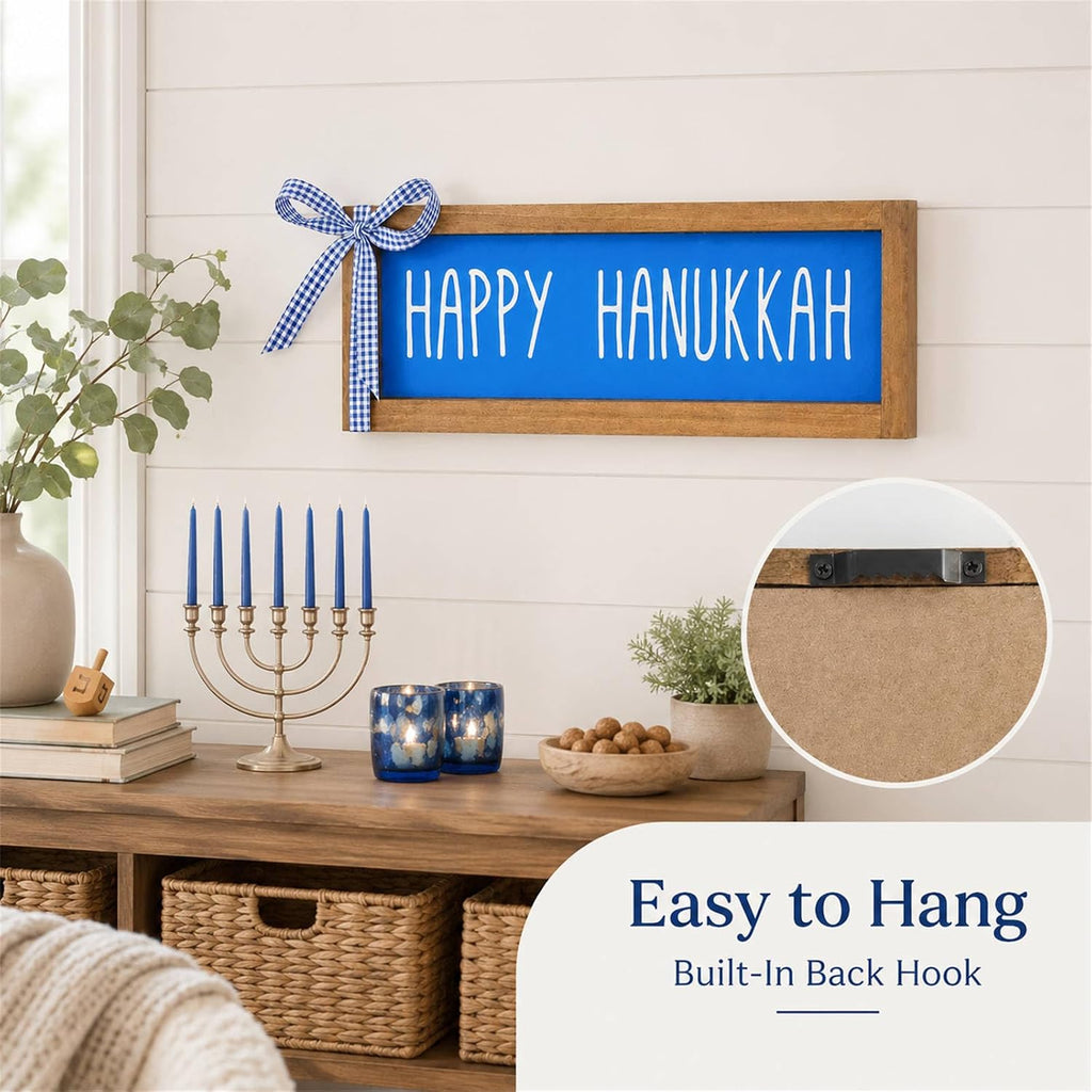 Happy Hanukkah Sign, Wooden Chanukah Decorations, Jewish Holiday Indoor Wall Table Centerpiece Shelf Decor