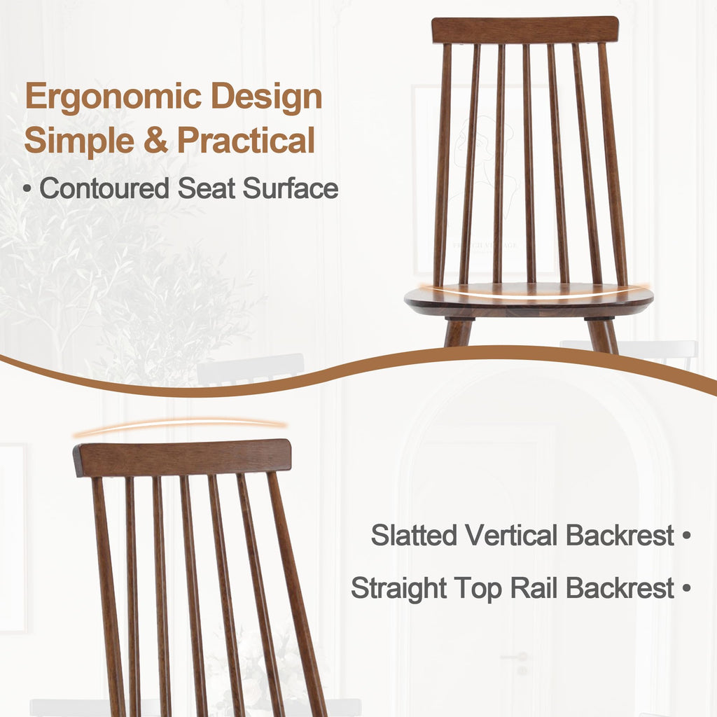 Walnut Windsor Wooden Dining Chairs Set of 6