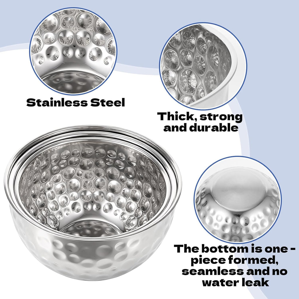 Ice Bucket 4.6/6/7.5L Stainless Steel Beverage Tub with 2 Scoop Leak-Proof Wine Bucket Large Metal Ice Buckets - Set of 3