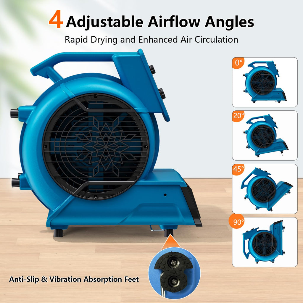 Air Mover 1/2 HP 2600 CFM Air Blower Fan, Carpet Dryer, Floor Dryer Fan