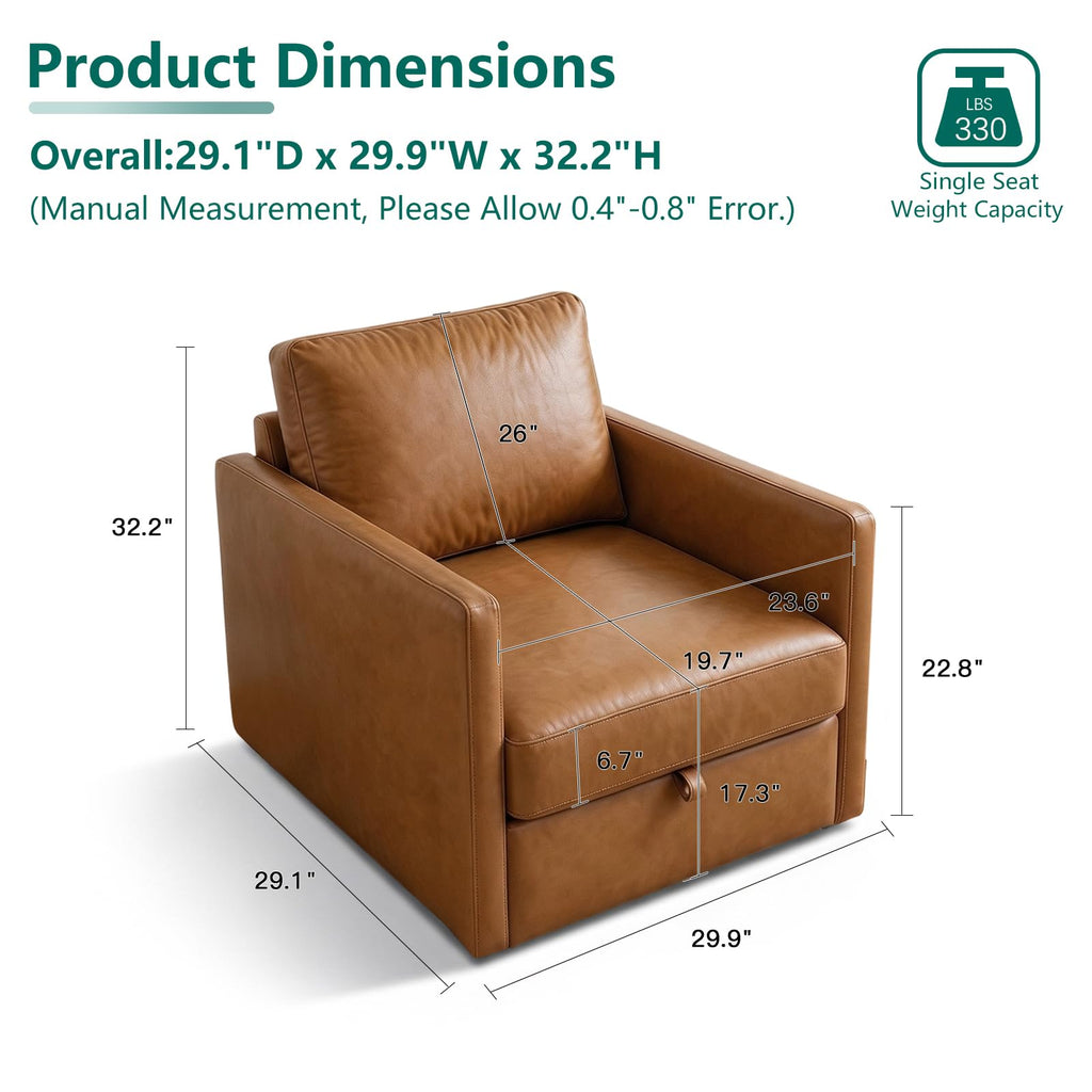 Swivel Accent Chair with Storage, Mid Century Living Room Chairs