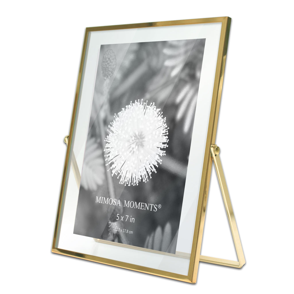 5x7 Brass tone Floating Metal Picture Frame