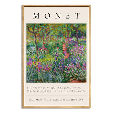 Monet Framed Canvas Wall Art The Iris Garden at Giverny 12x16