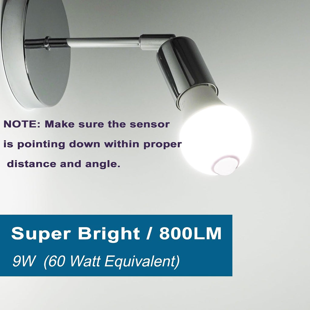 Motion Sensor Light Bulbs for Outdoor Indoor, 9W A19 Motion Detector Led Bulb, 60 Watt Equivalent, E26 800lm 5000K