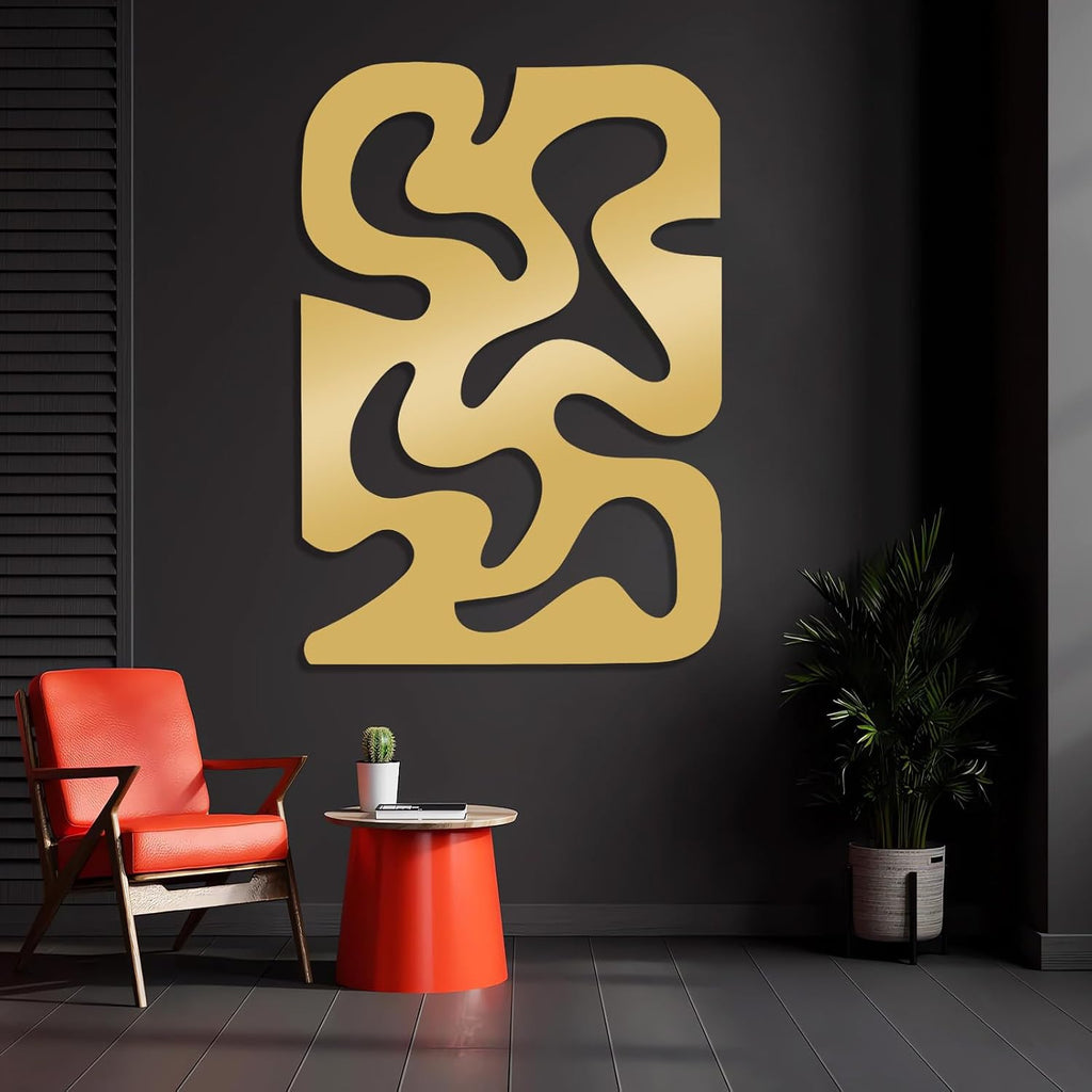Modern Abstract Wall Art, Vertical Curved Metal Wall Decor, Modern Geometric Wall Hanging, Contemporary Artwork