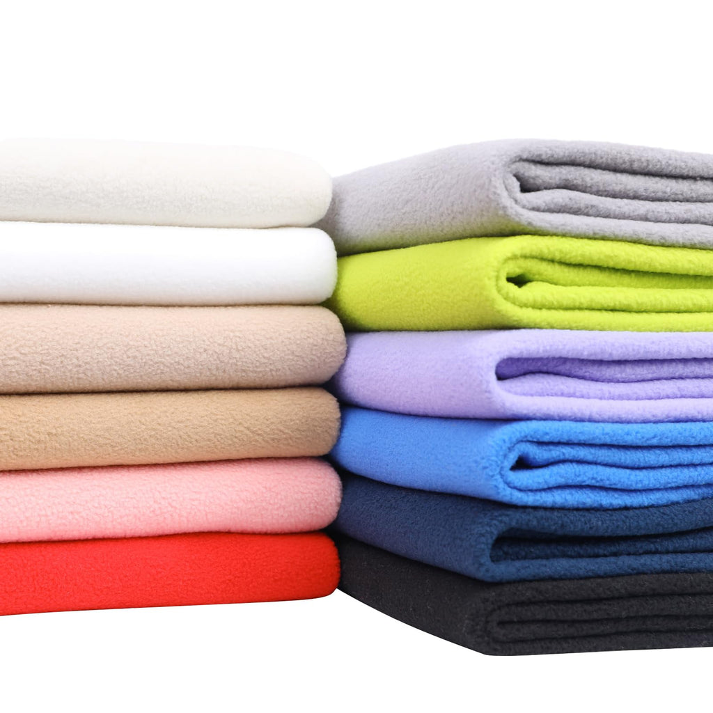 Knitted Polar Fleece Fabric, 10 x 10 inches, 12 Colors, Anti-Pill Plush Polyester for DIY Sewing Crafts