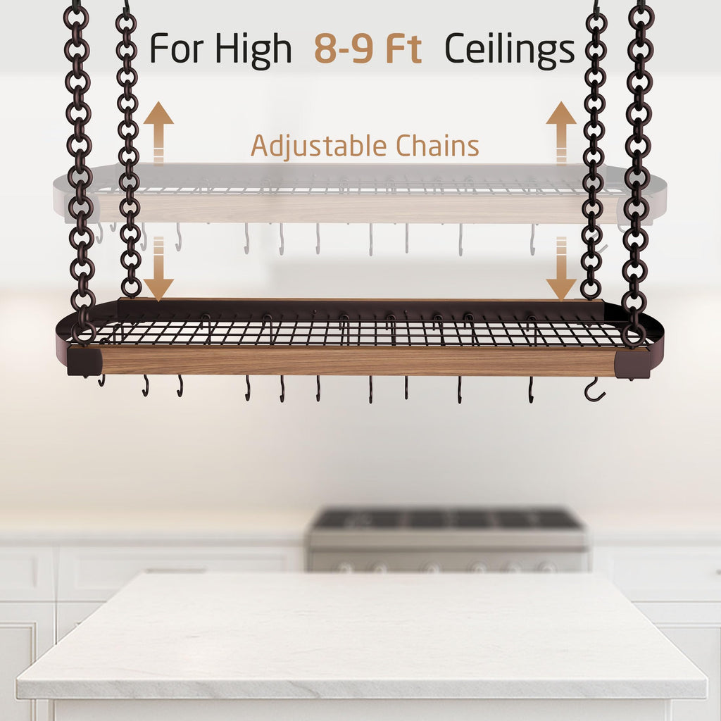 48 Inch Oil Bronze Hanging Pot Rack Ceiling Mount with 130lb Capacity