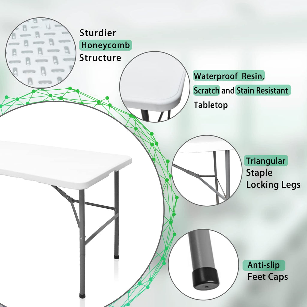 Folding Table 4ft Heavy Duty Folding Tables Indoor Outdoor Plastic Dining Table Portable Folding Square Card Table