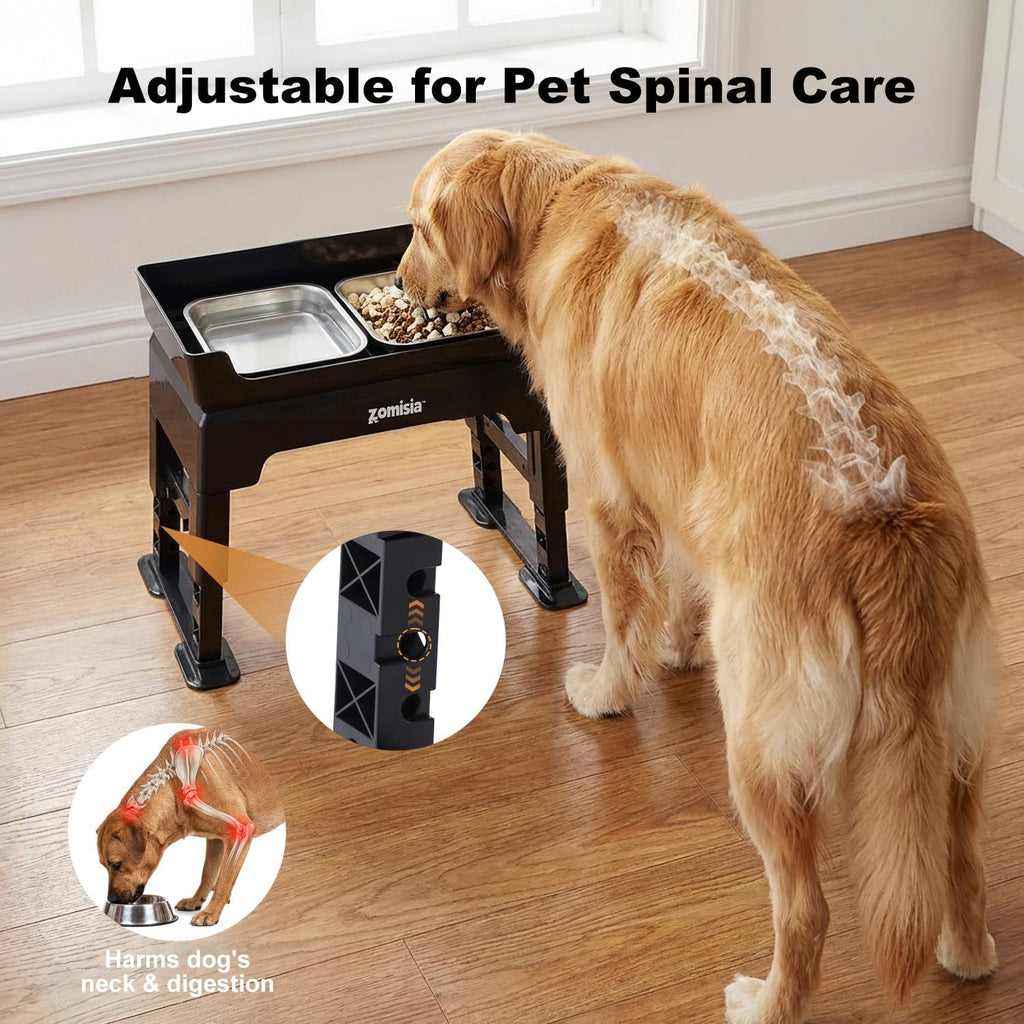 Elevated Dog Bowls, 6 Height Adjustable Raised Dog Bowl Mess Proof