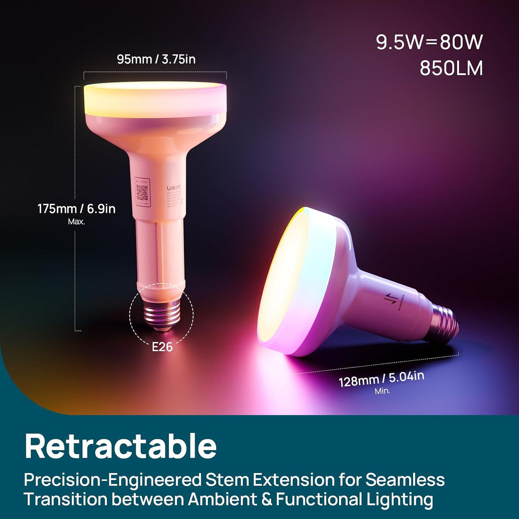 Matter Smart Bulbs E12 4 Pack & Matter BR30 Smart Light Bulbs with Retractable Design 2 Pack
