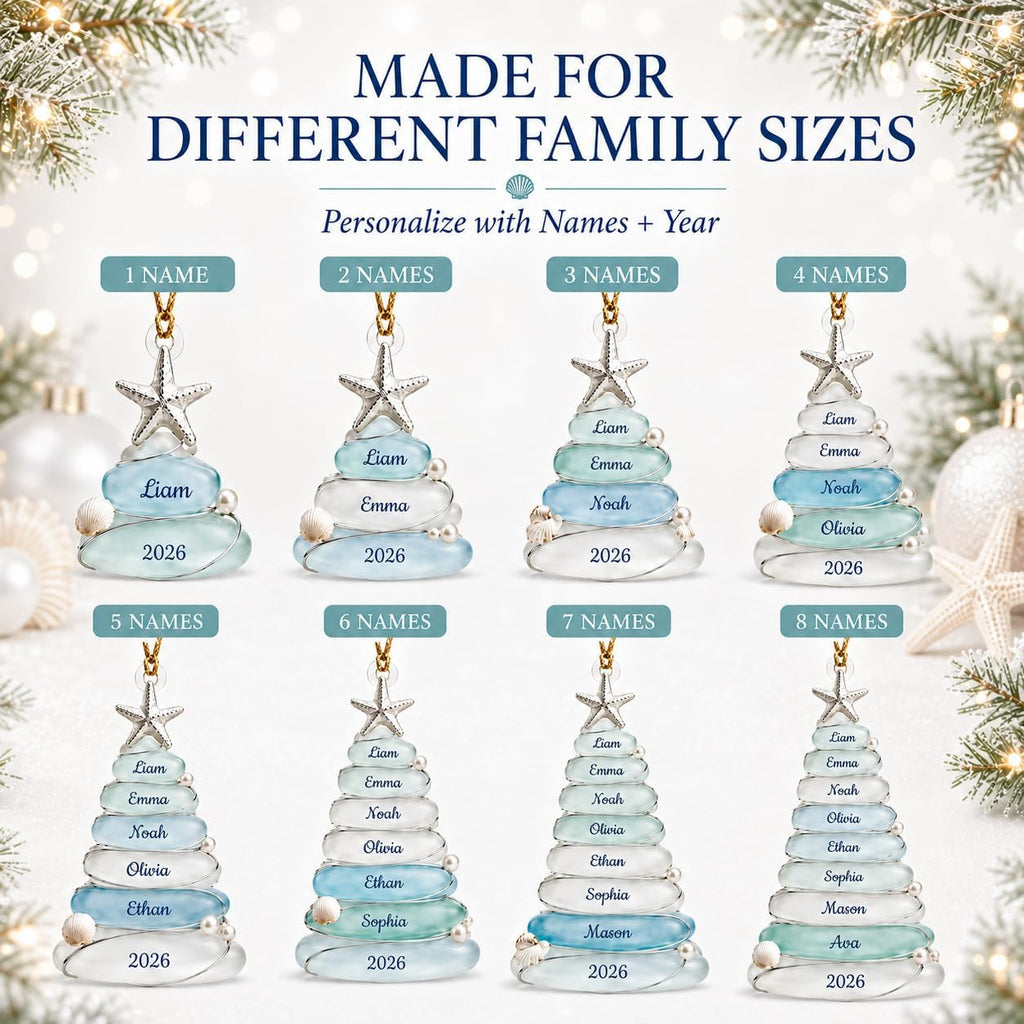 Personalized Christmas Ornaments, Sea Glass Tree Ornament,Ocean
