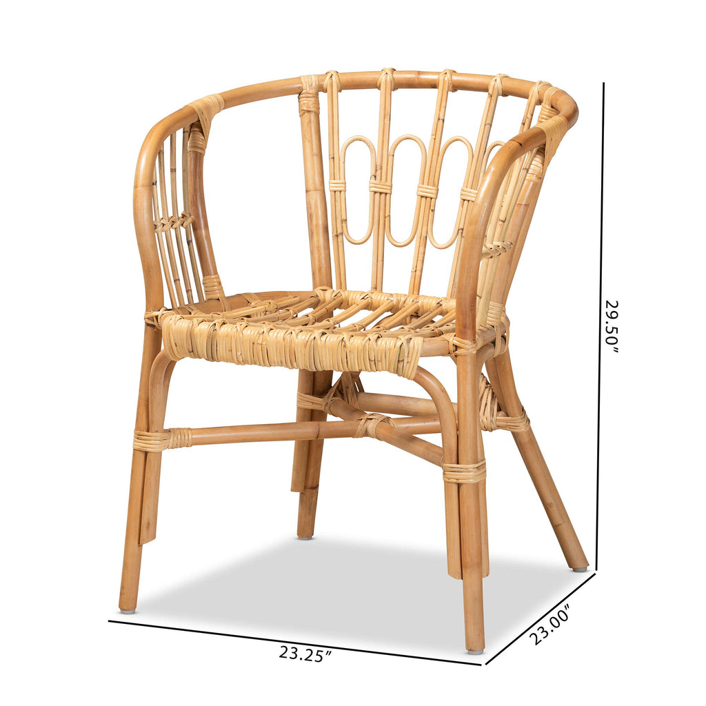 Luxio Modern and Contemporary Natural Rattan Dining Chair