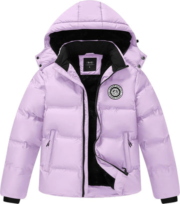 Winter Coat Warm Fleece Thermal Padded Jackets with Detachable Hood Outdoor Puffy Jacket with Zip Pockets