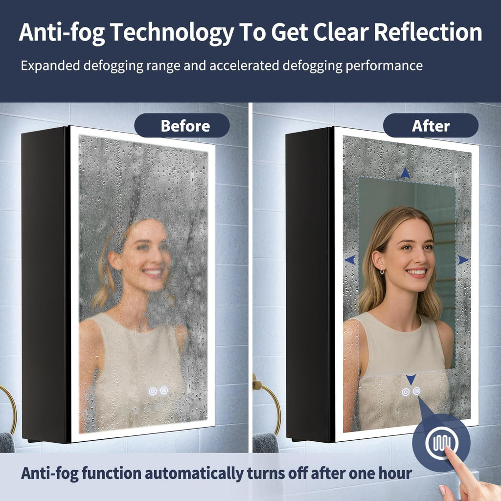 20 x 28 inch LED Bathroom Lighted Medicine Cabinet with Mirror | Anti-Fog, Dimmable 3 Colors Front & Bottom Light