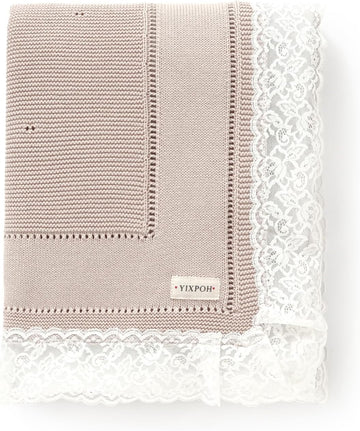 100% Organic Cotton Baby Blanket Knitted Softer Receiving Swaddle Warm Cozy Cuddle Crib Blanket for Newborns Infants