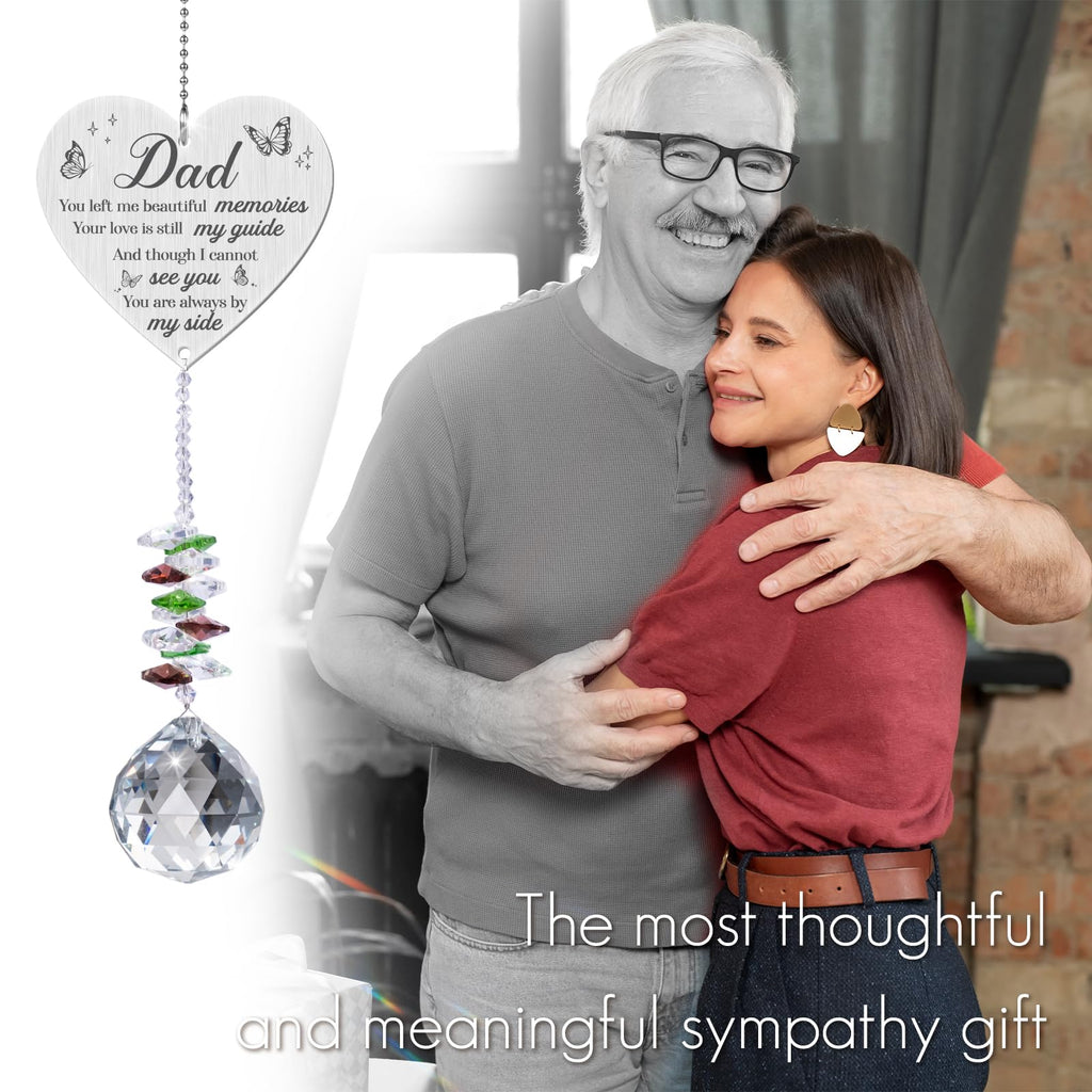 Memorial Gifts for Loss of Dad, Memorial Crystal Suncatcher Ornament, Sympathy Gifts for Loss of Father, Hanging