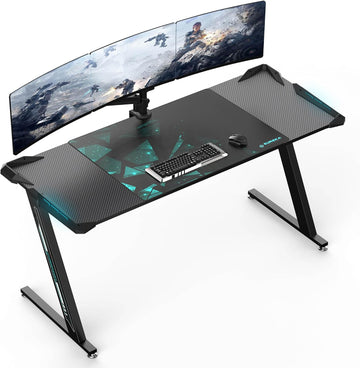 Gaming Desk, 60 Inch Computer Desk with RGB LED Lights