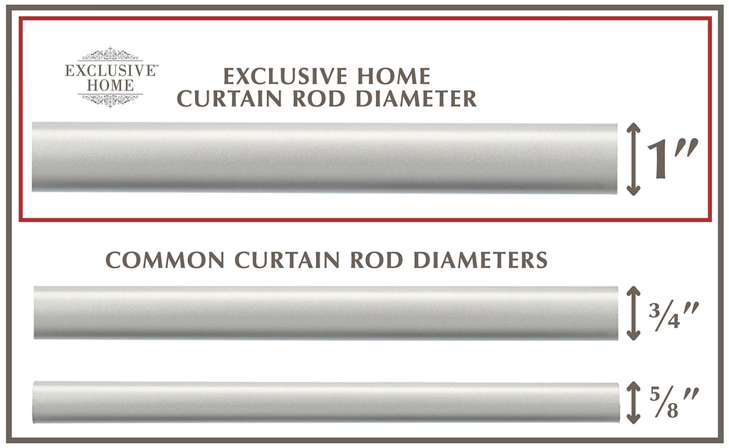 Topper 1" Curtain Rod and Finial Set, Matte Silver, Adjustable 84"-160"