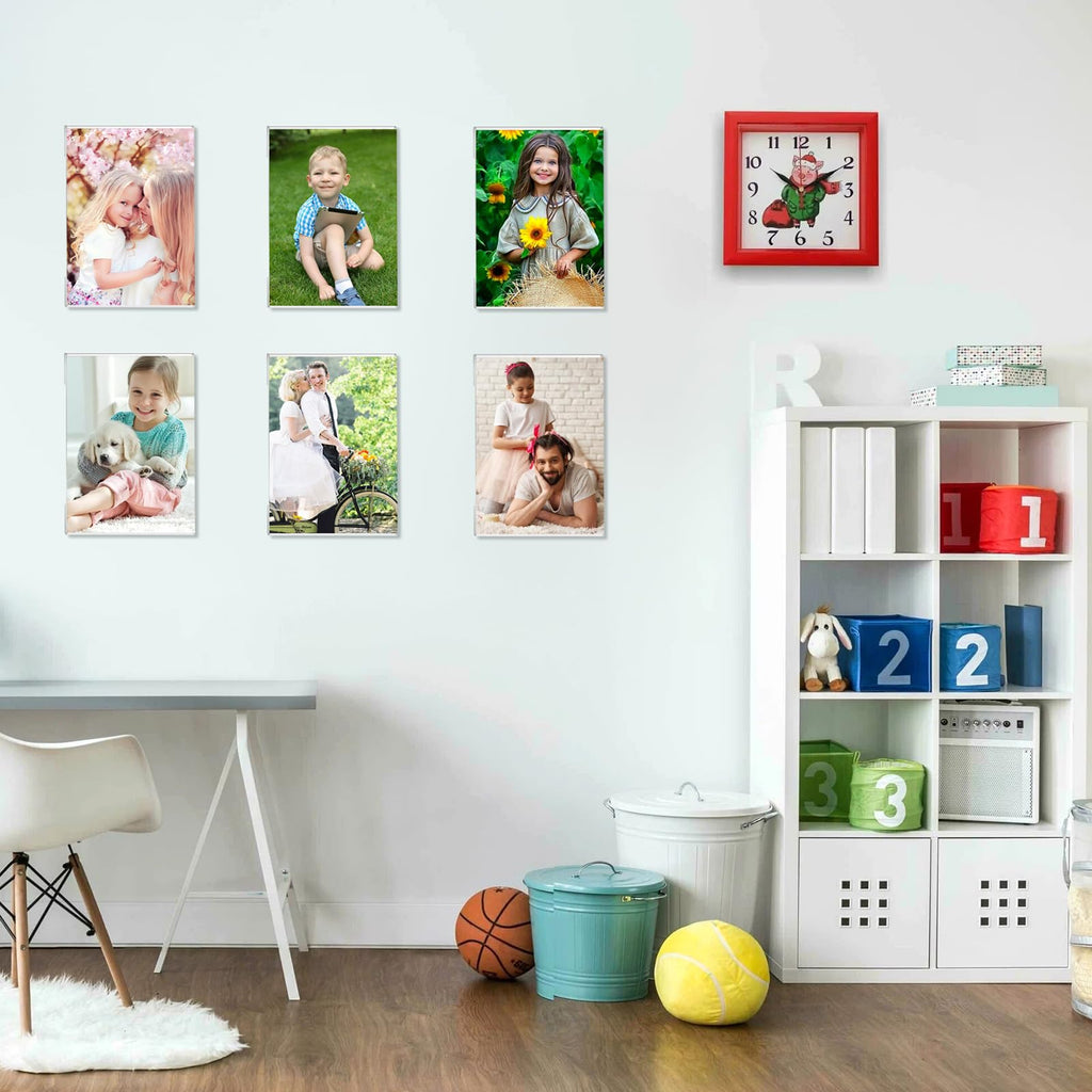 11x14 Acrylic Picture Frames, Set of 4 Clear Photo Frame for Wall, Clear Frameless Frames 11 x 14, Floating Hanging