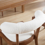 Kmax Dining Room Chairs Mid-Century Modern Sherpa Kitchen Chairs with Natural Walnut Finished Frame, Fur Curved Back