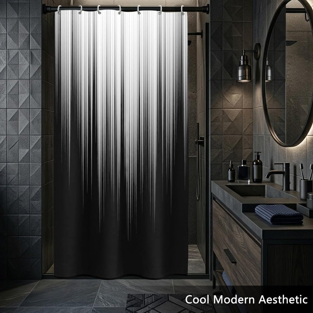Black White Gothic Shower Curtain, Small Stall 36x72 Inch, 7 Hooks