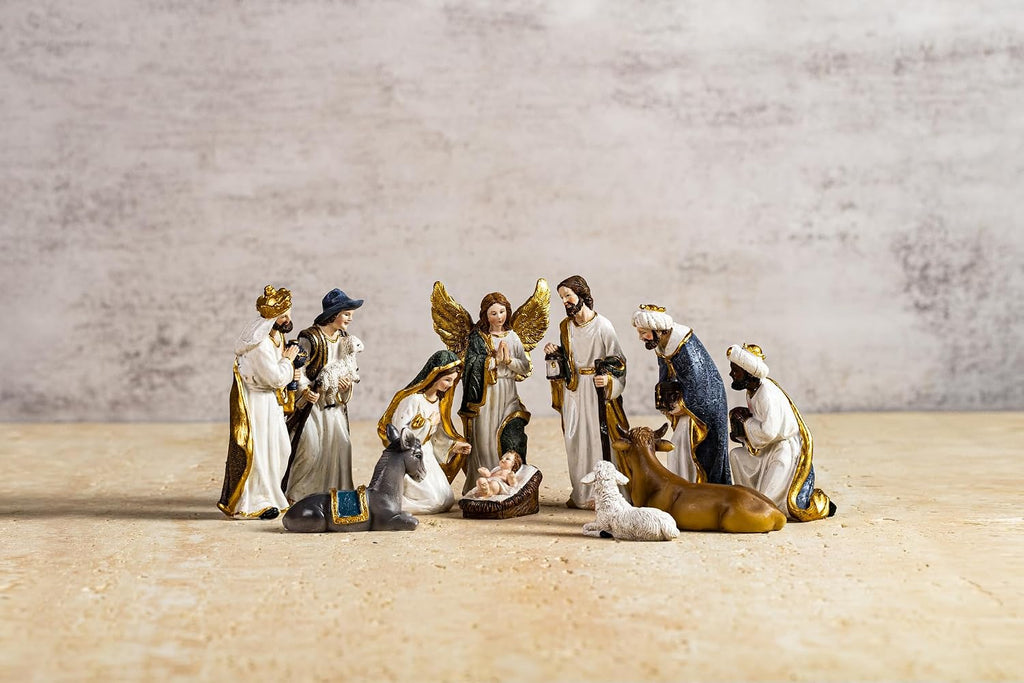 5'' Nativity Set with 11 Figures, Indoor Nativity Scene Figurines, Holy Family Statue, Christmas Decorations