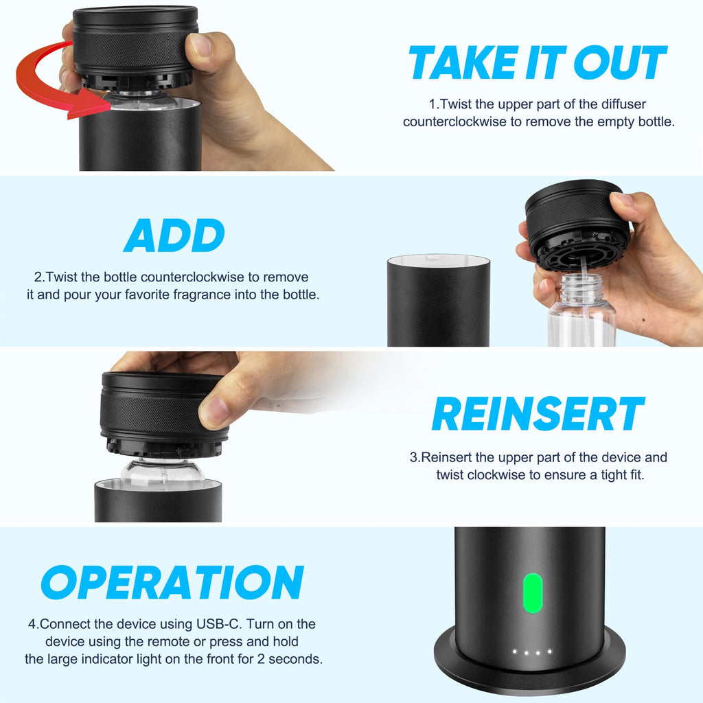 Waterless Scent Diffuser Starter Kit - Suitable Series Air Diffuser, 800 Square Inches of Coverage, 5 Kinds of