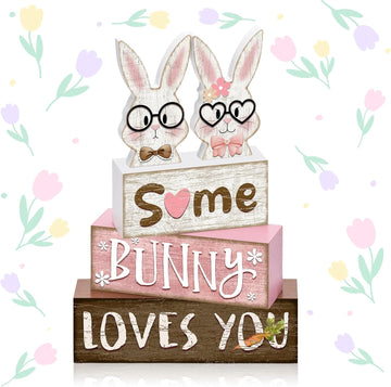 Tiered Tray Decor Set, , Wooden Table Sign, Easter Bunny - Set of 4