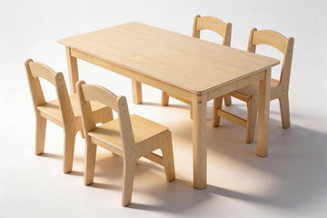 Toddler Table and Chair Set, Anti-Slip Legs & Rounded Corners, Sturdy Wooden Kids Table and Chairs for Eating