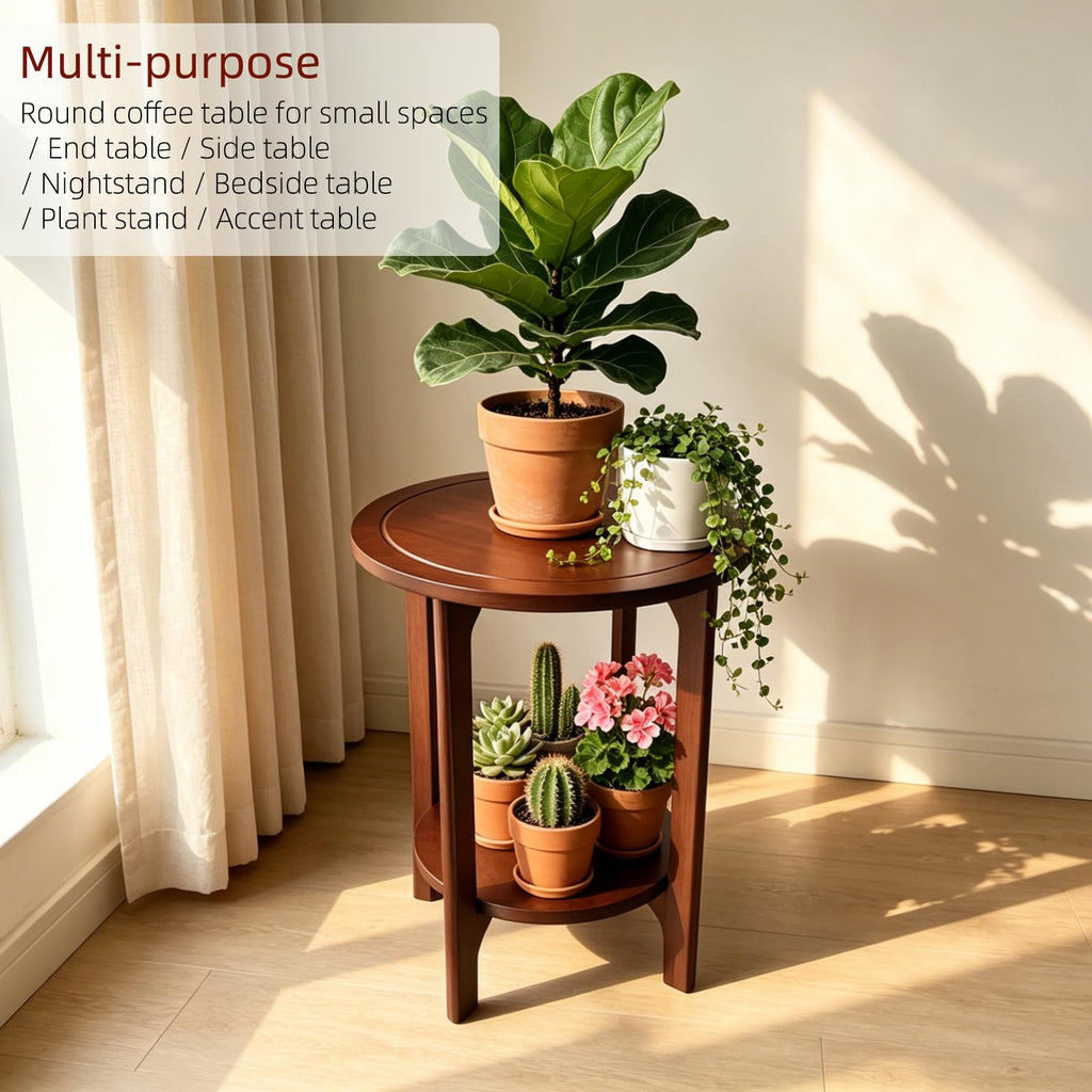 Solid Wood Round Side Table