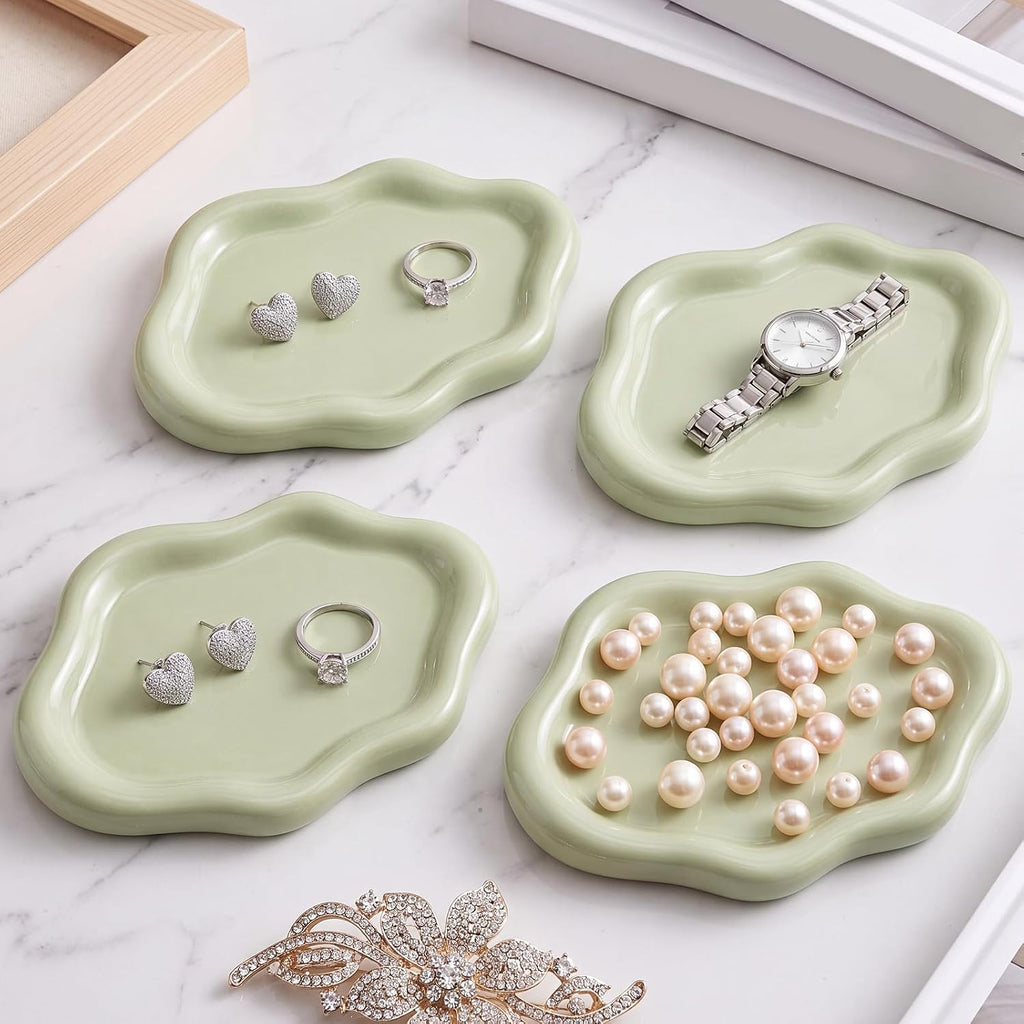 Ceramic Jewelry Tray, Trinket Dish, Small Jewelry Dish - Set of 4