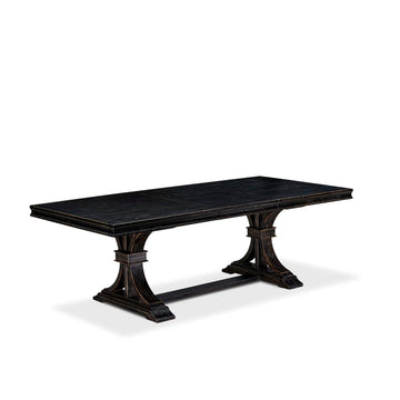 By - LET-SBB-TP - A Mid-Century Dining Table with Removable Rectangular Tabletop - Sand Blasting Black Finish