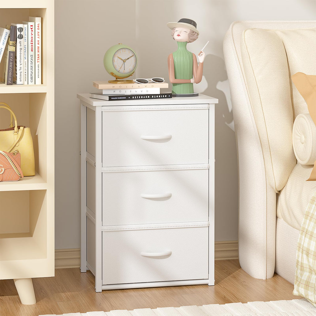 2-Pack Stackable Storage Drawers (6 Drawers Total), White Closet Drawers Organizer for Clothes with Wooden Top &