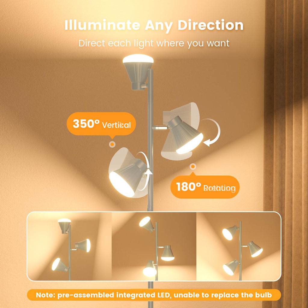36W LED Tree Floor Lamp with Remote Bedroom