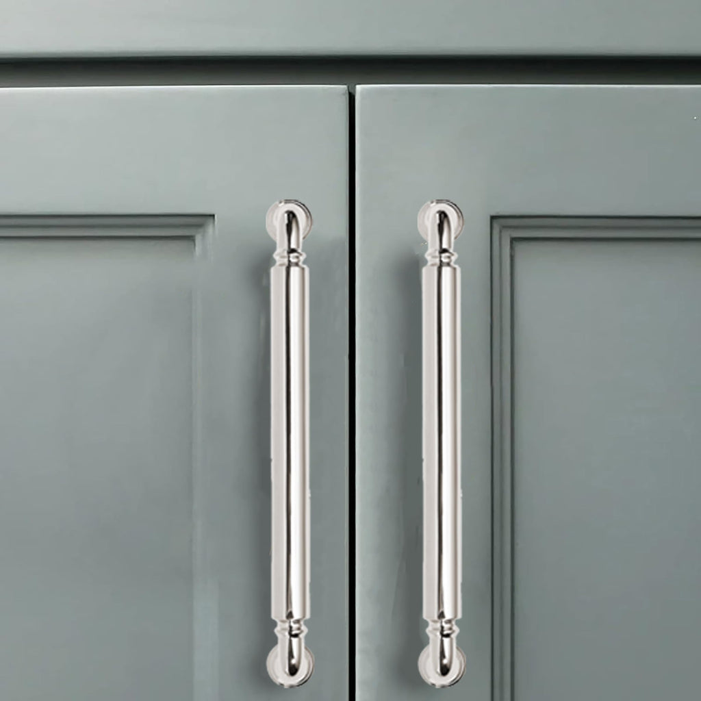 10 Pack 6 Inch Hole Center Vibrant Polished Nickel Cabinet pulls Heavy-Duty Solid Cabinet Handle Hardware Suitable