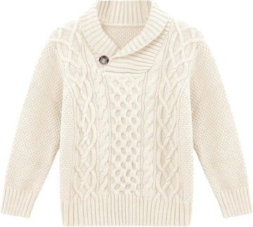 Toddler Pullover Sweaters Shawl Collar Cable Knit Sweaters Long Sleeve Warm Outwear Spring Fall Winter