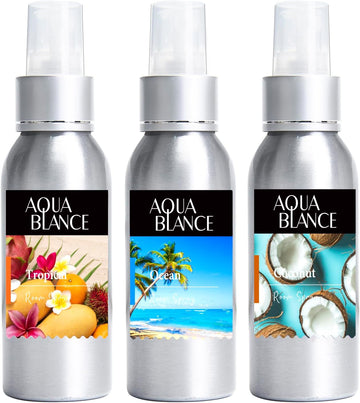 Fragrant Room Spray, Tropical, Ocean, Coconut, 3 x 3.4 fl oz, Air Fresheners Odor Eliminator, Concentrated Room Spray - Set of 3