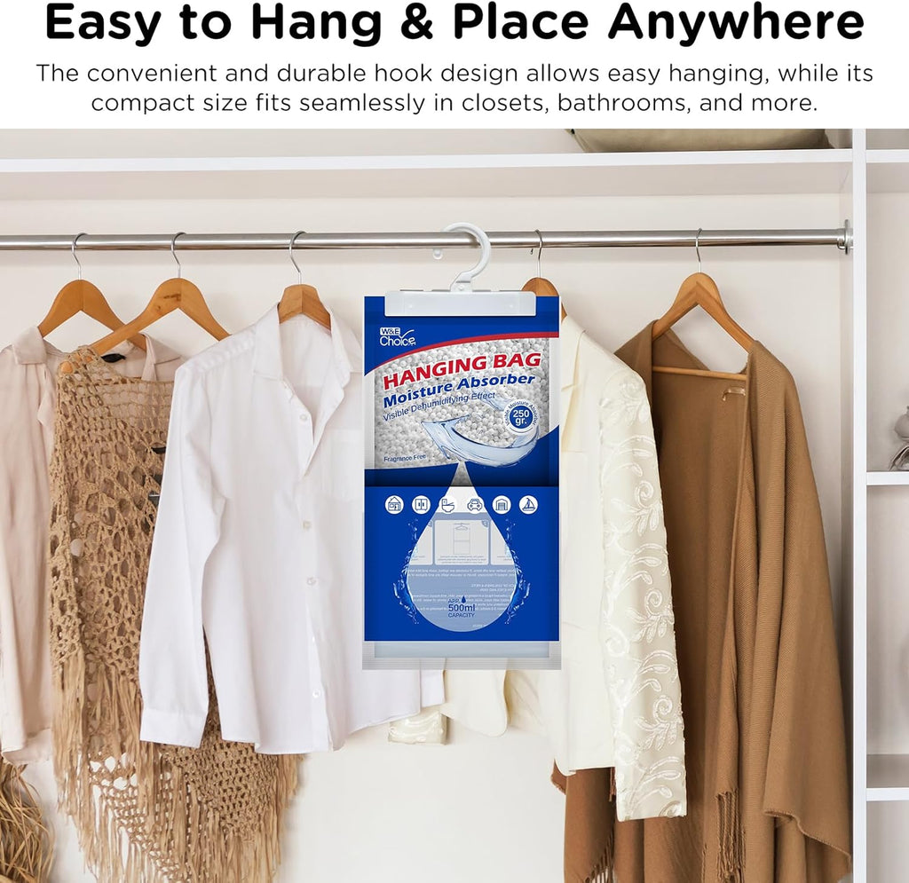 Hanging Moisture Absorbers Hanging Bag for Your Closet, Dehumidifier Bags for Bathroom