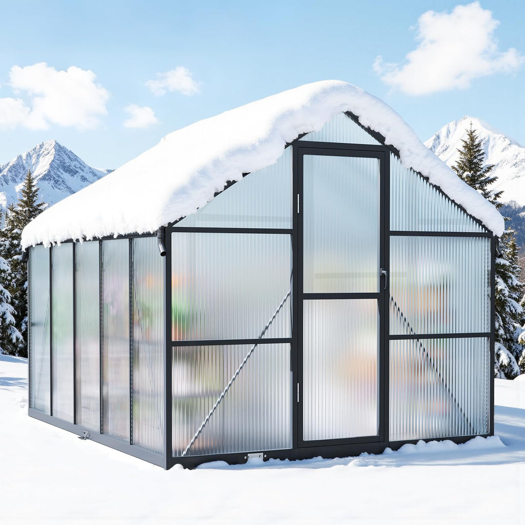 8x10FT Galvanized Steel Greenhouse, Walk-in Green House for Outdoor