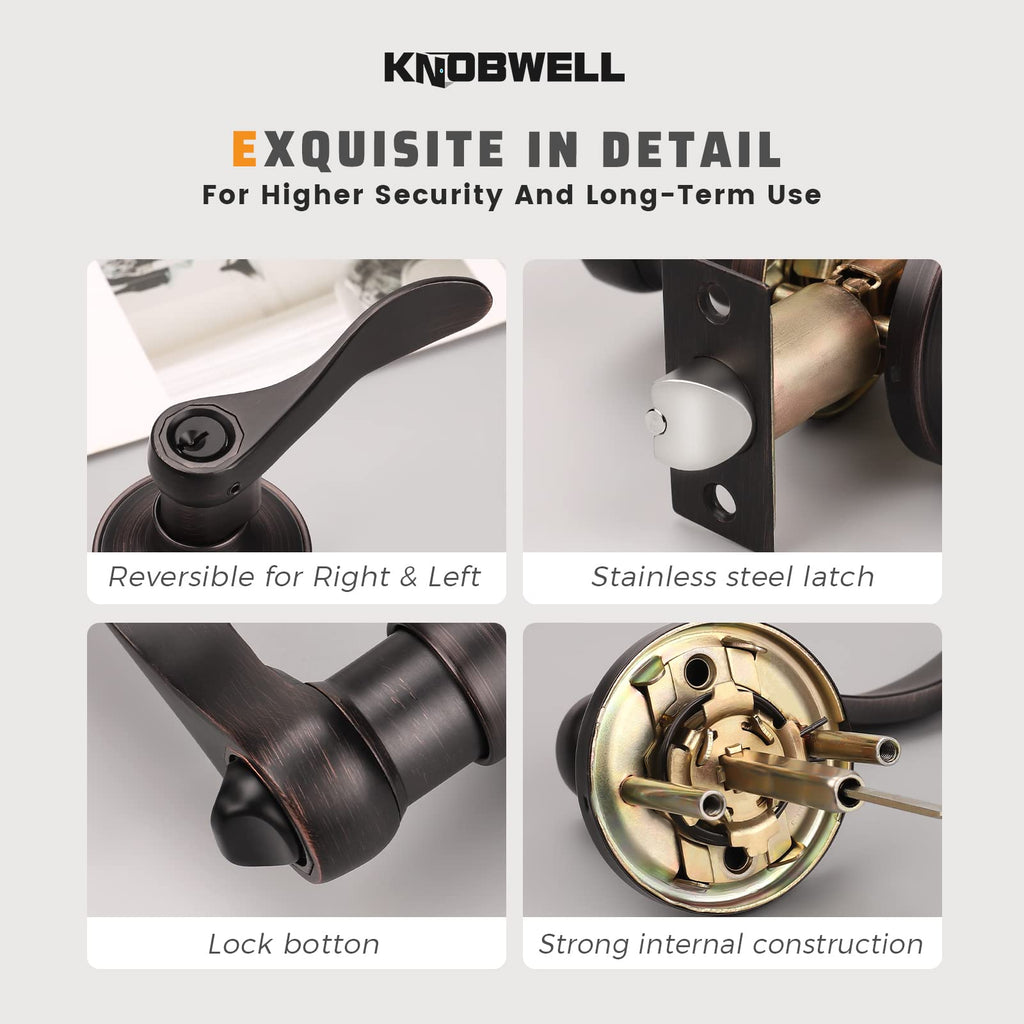 5 Pack Front Entry Door Handle Lock Set Drop Style Door Levers Keyed Entry Door Lock/Door Leverset Lockset for