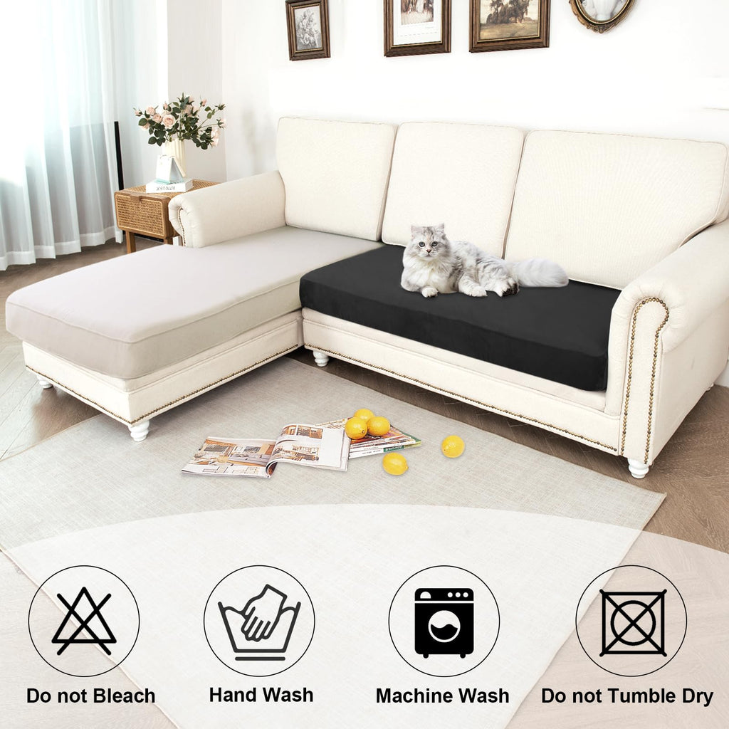 Waterproof Couch Cushion Covers Thick Velvet Fabric Washable Sofa Slipcovers 1 Piece Individual Sectional Couch