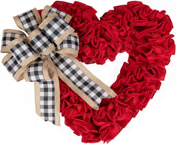 Mother's Day Valentine Love Heart Rose Wreath, Bow Wreath for The Front Door Indoor Outdoor Wall Holiday Valentine's - Set of 5
