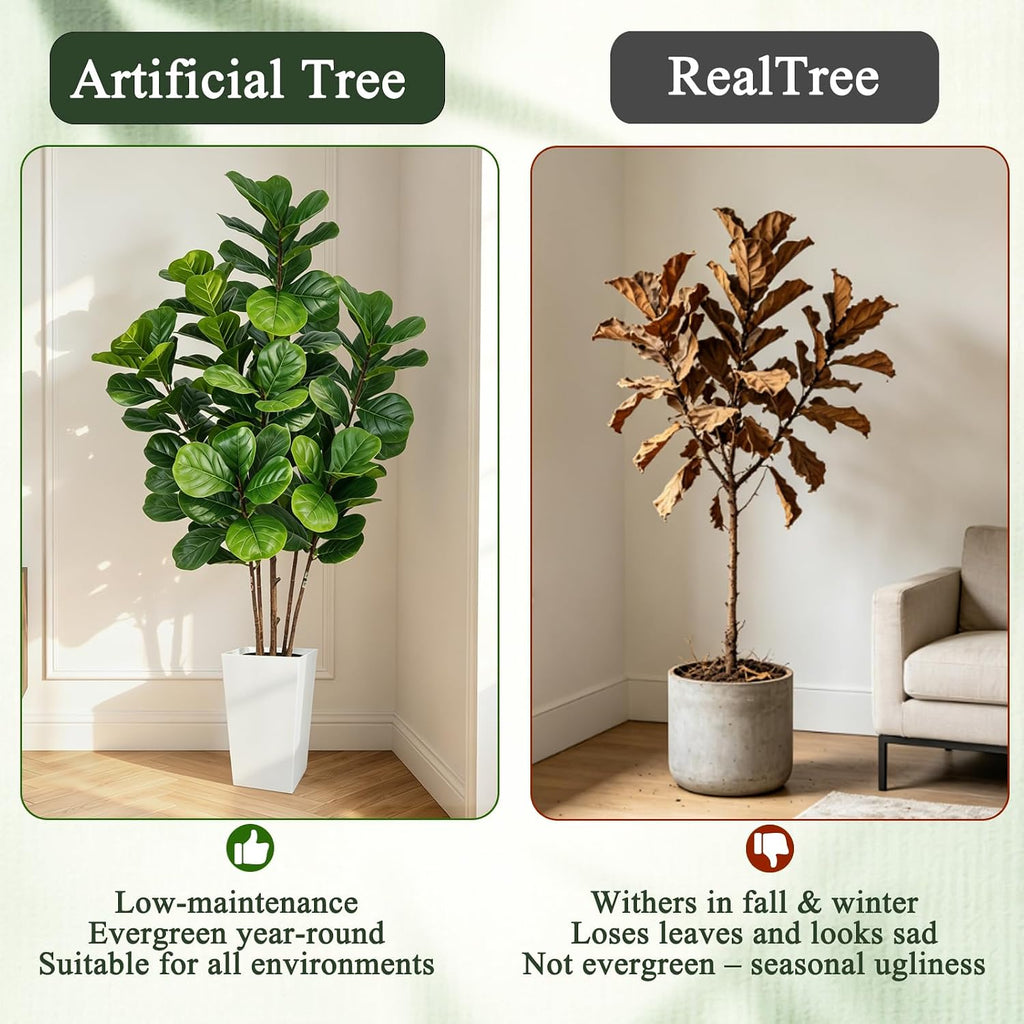 6FT Artificial Fiddle Leaf Fig Tree Tall Fake Green Plants Indoor